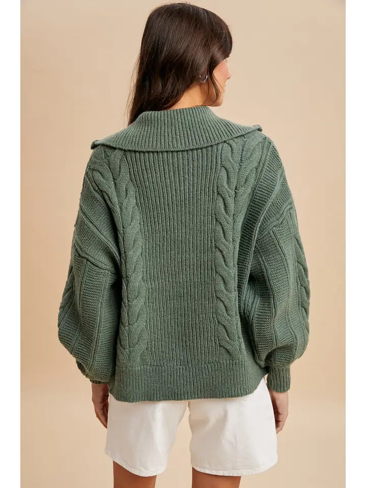 "Chonky" Cable knit Seater in Sage