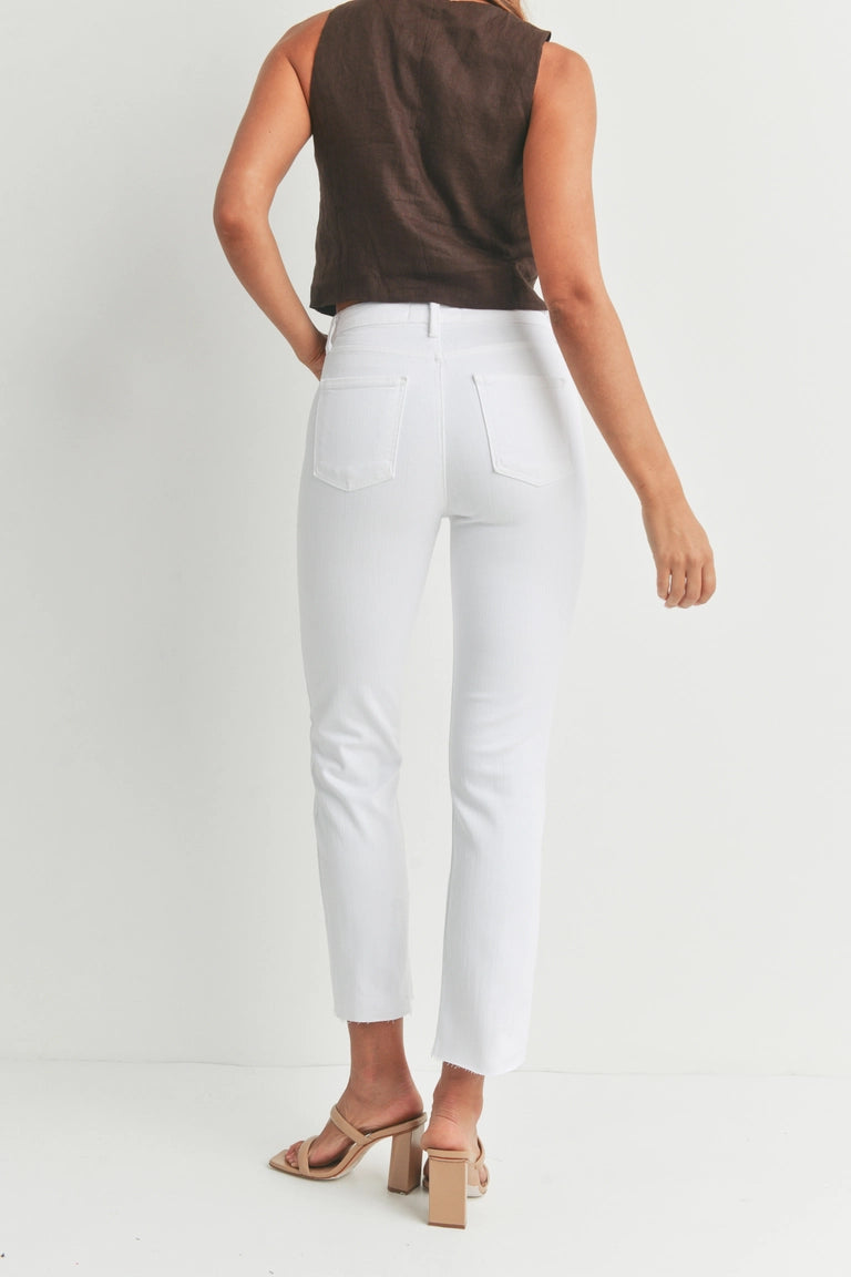 JBD White Distressed Knee Vintage Straight Denim