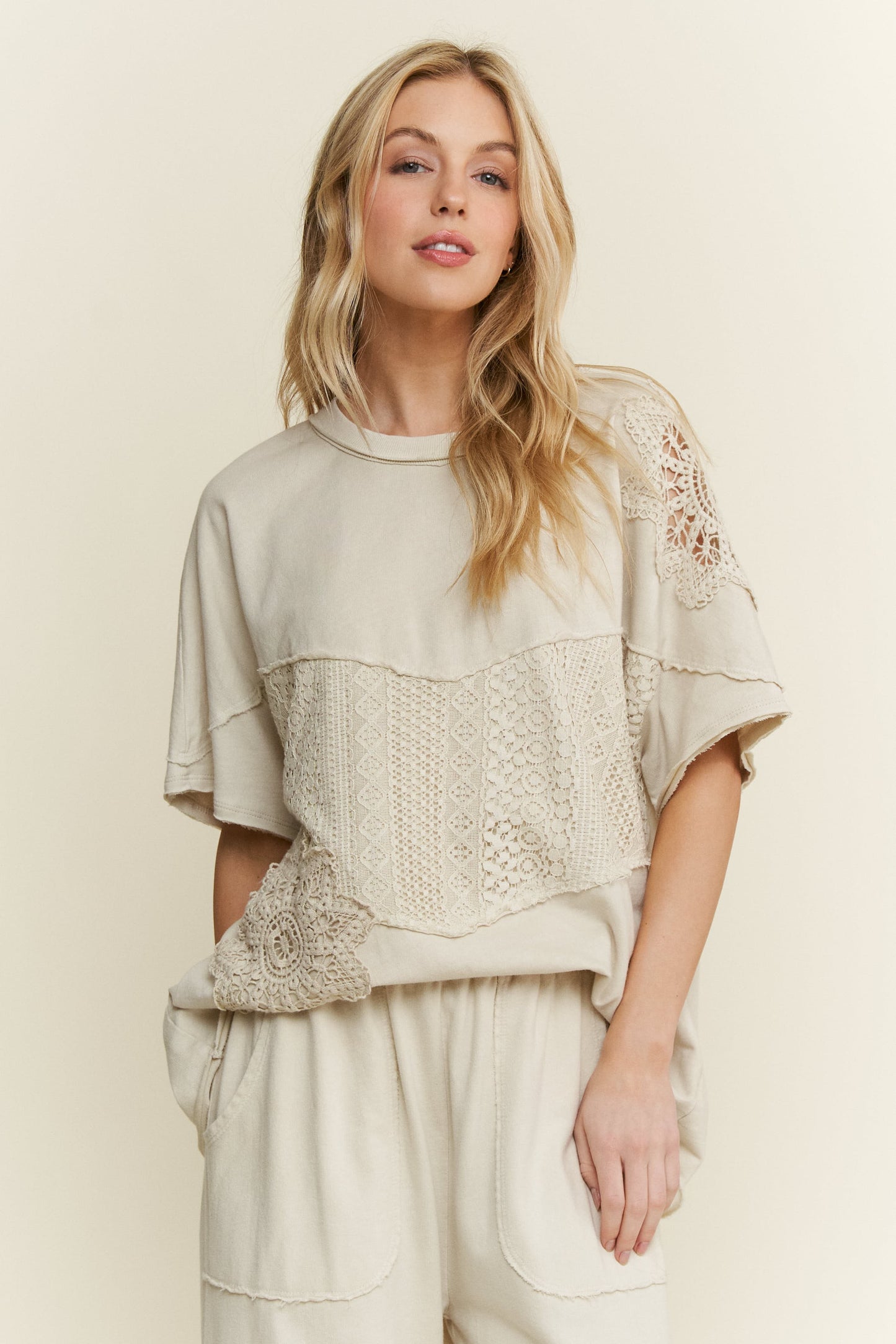 Boho Lace Detail Top (Bottoms Sold Separately)