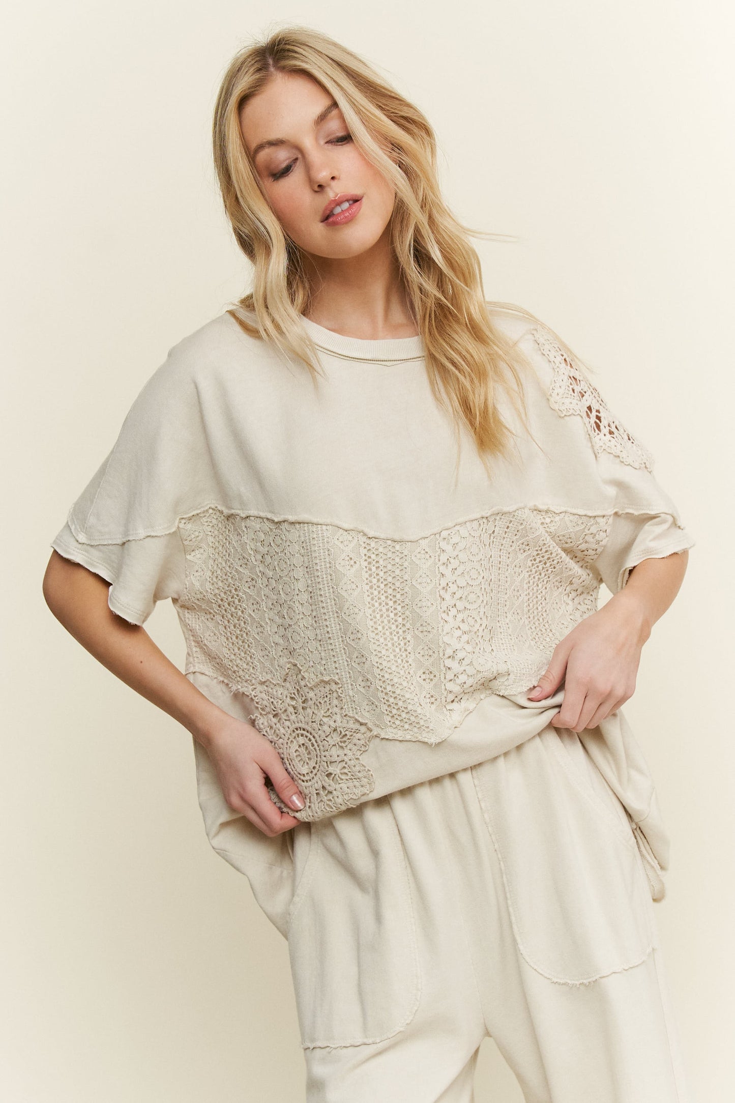 Boho Lace Detail Top (Bottoms Sold Separately)