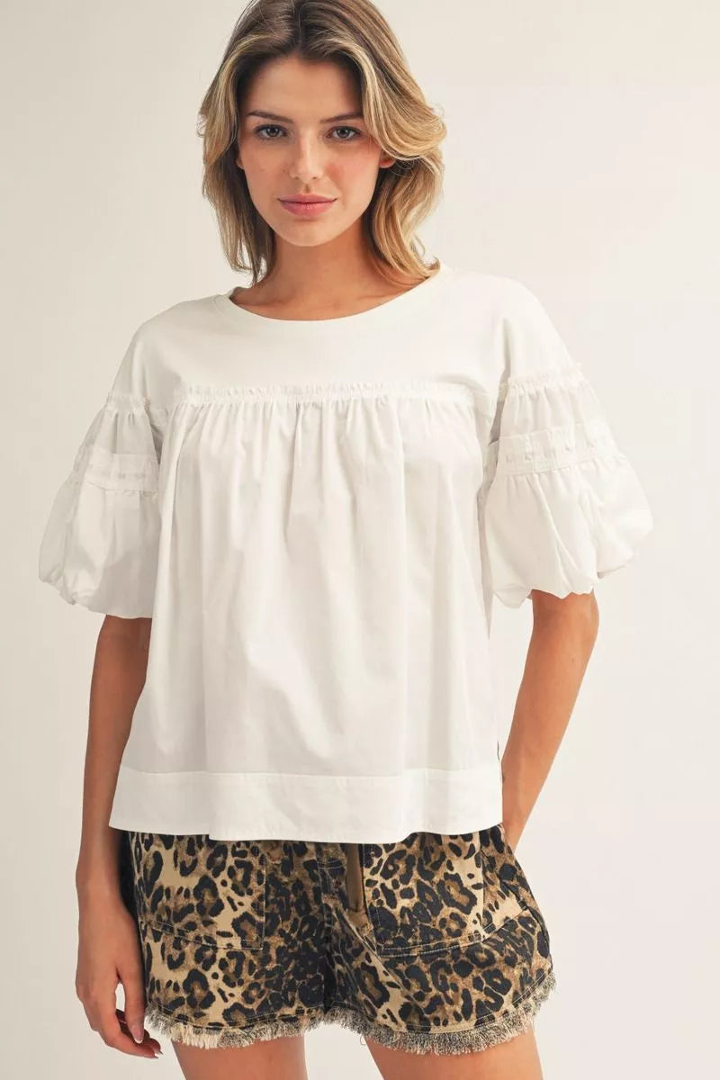 White Puff Sleeve Top