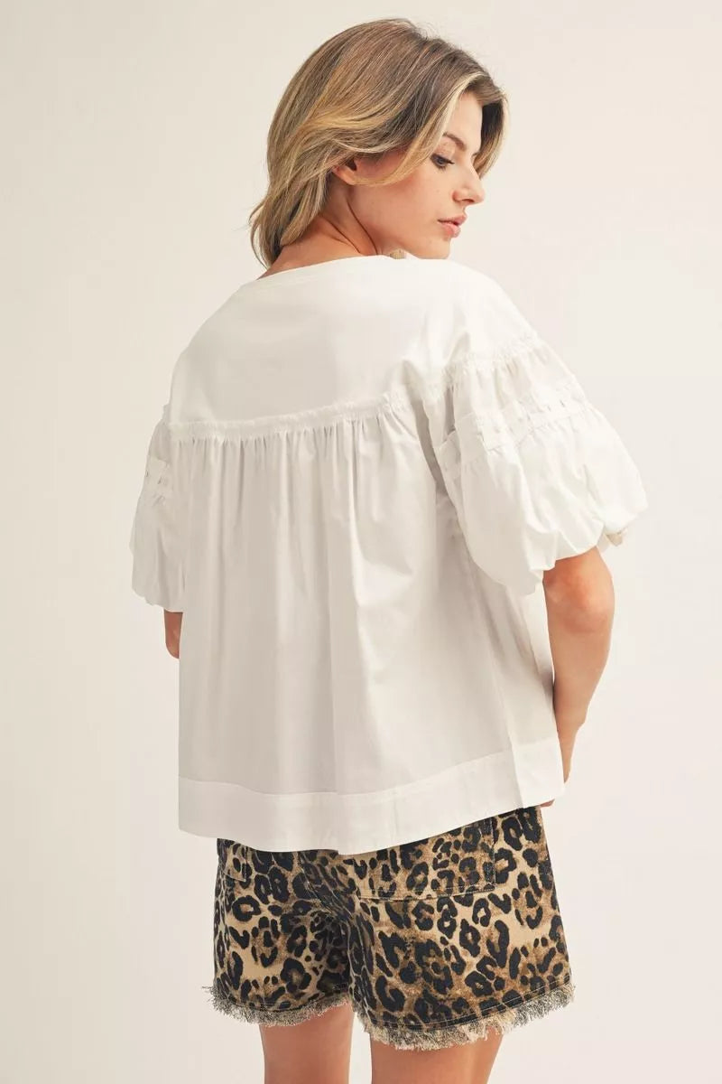 White Puff Sleeve Top