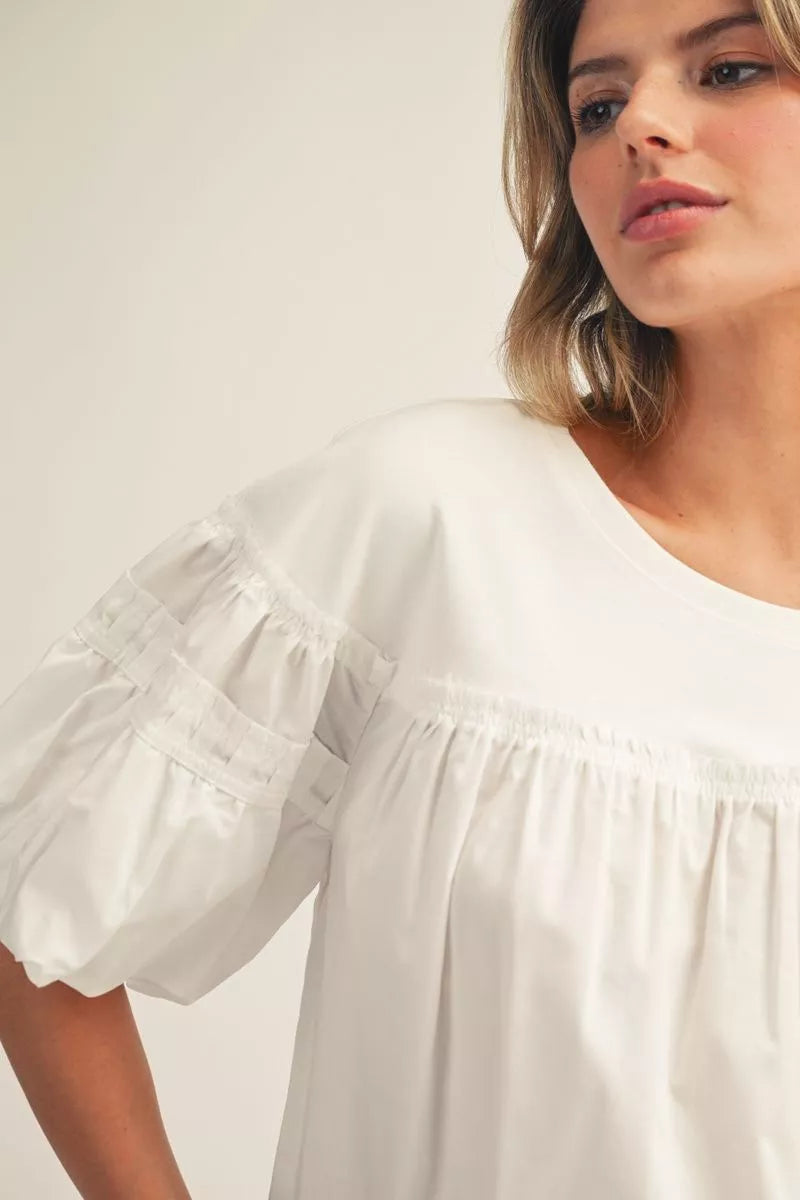 White Puff Sleeve Top