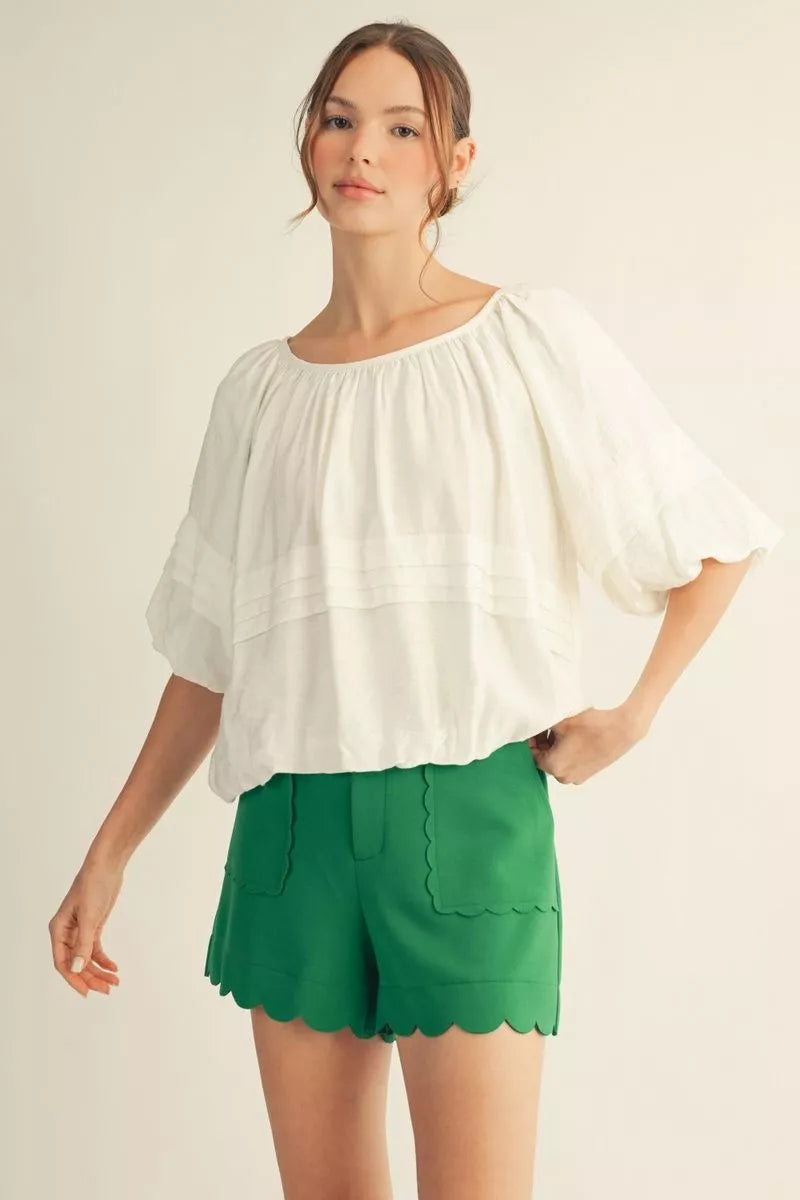 White Half Sleeve Top