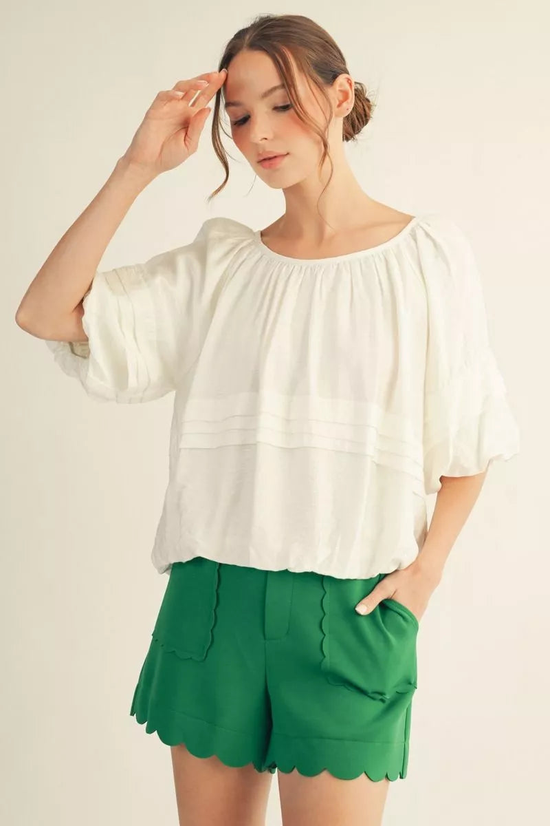 White Half Sleeve Top