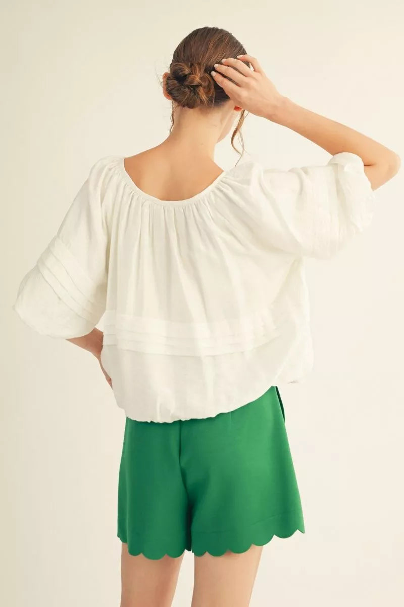 White Half Sleeve Top