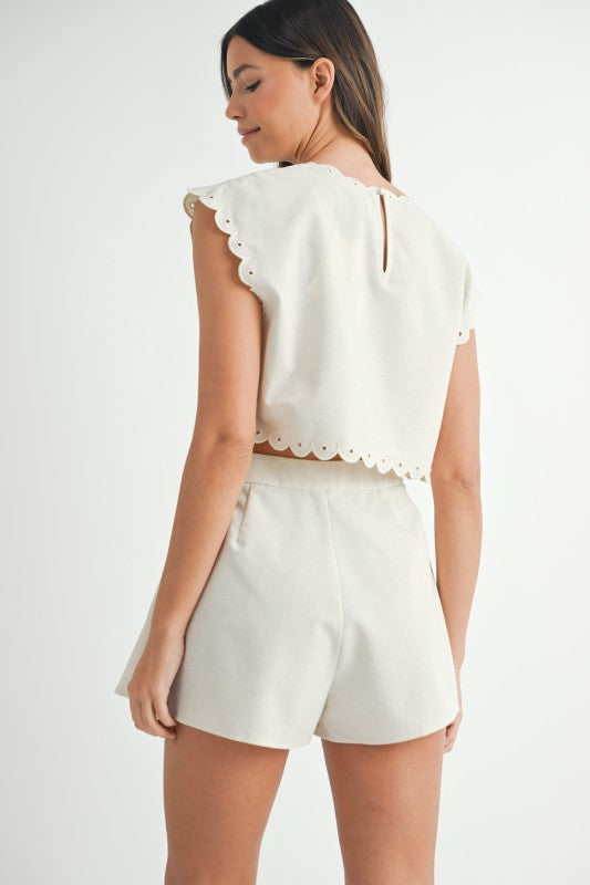 Linen Mix Shorts With Matching Top