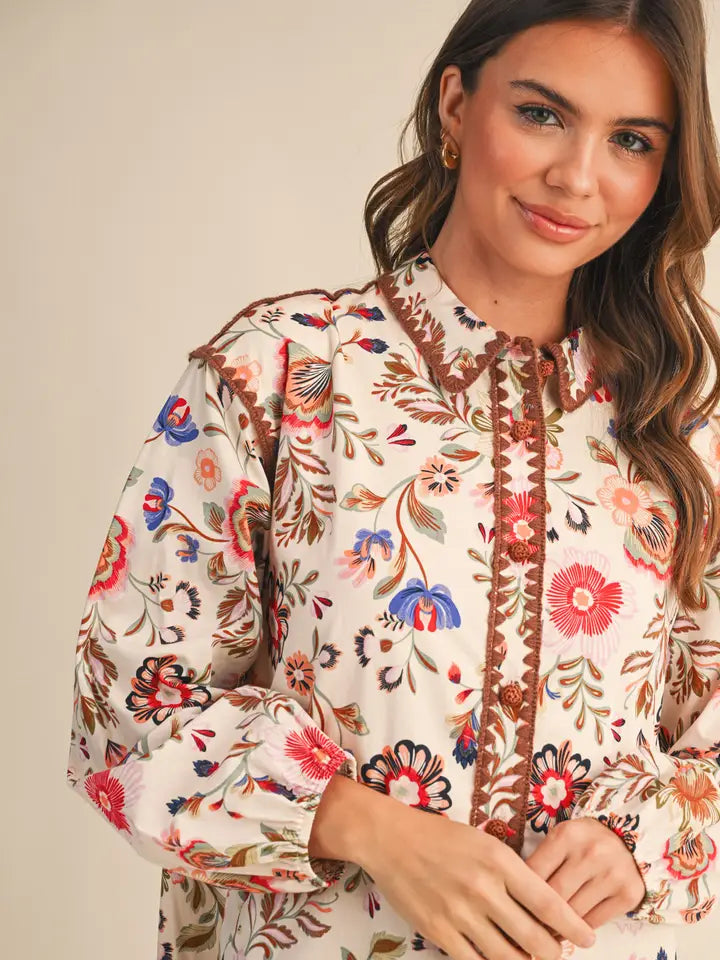 Blanket Stitch Floral Dress