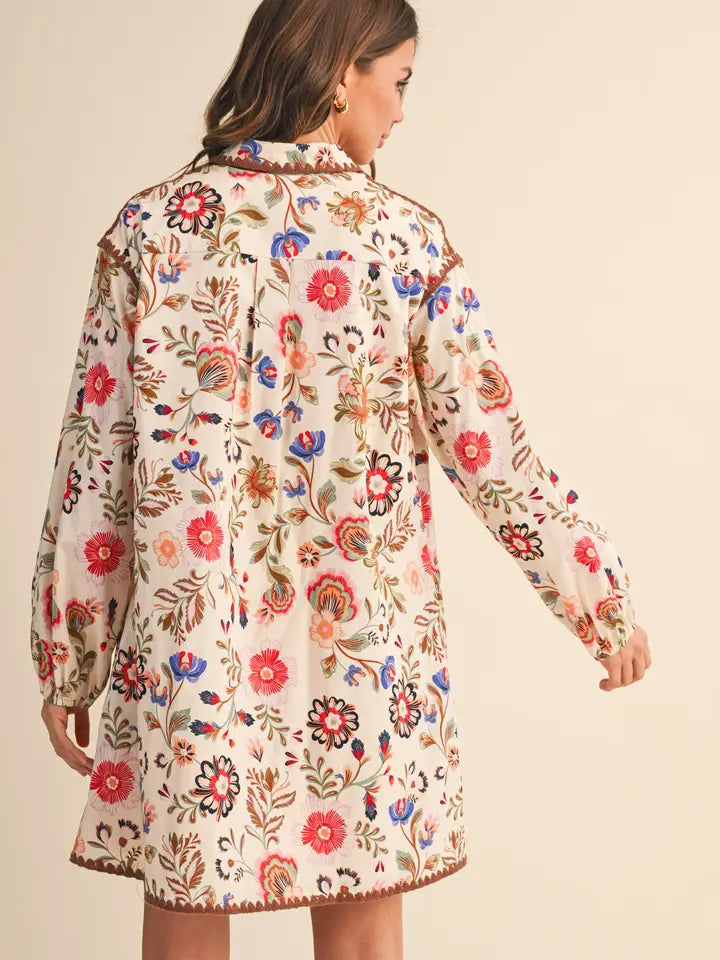 Blanket Stitch Floral Dress