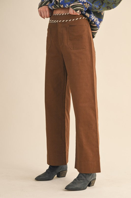 Chestnut Whip Stitch Pant