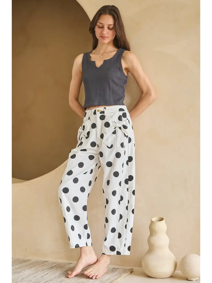 Black Polka Dot Barrel Style Bottoms