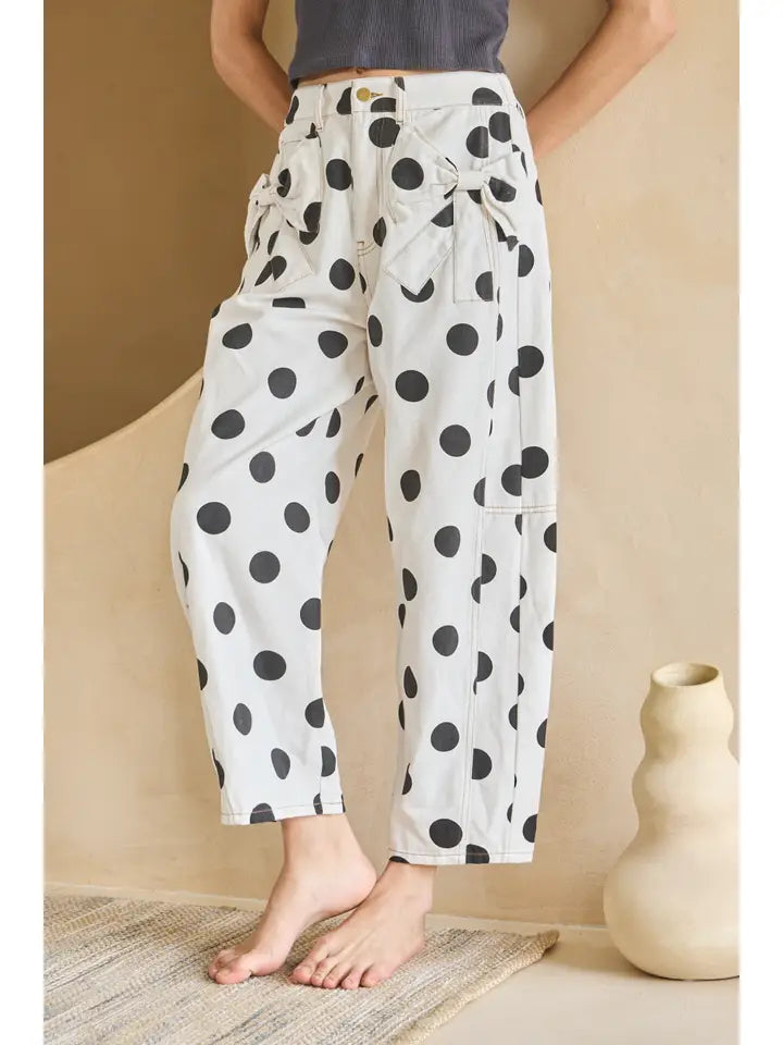 Black Polka Dot Barrel Style Bottoms