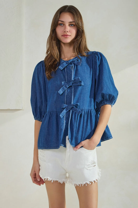 Denim Front Tie Top