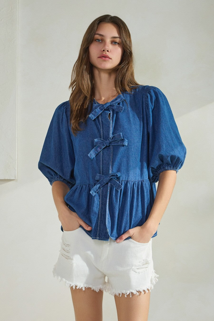 Denim Front Tie Top