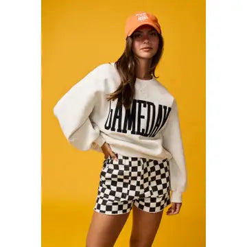 Black Game Day Checkered Shorts