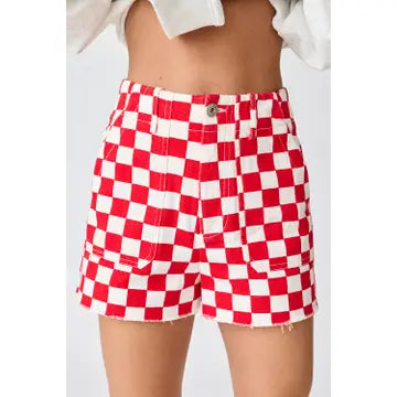 Red Game Day Checkered Shorts