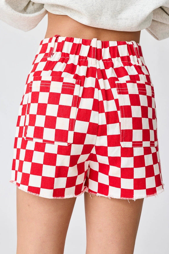 Red Game Day Checkered Shorts