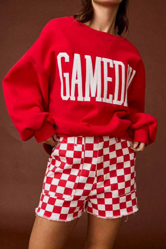 Red Game Day Checkered Shorts