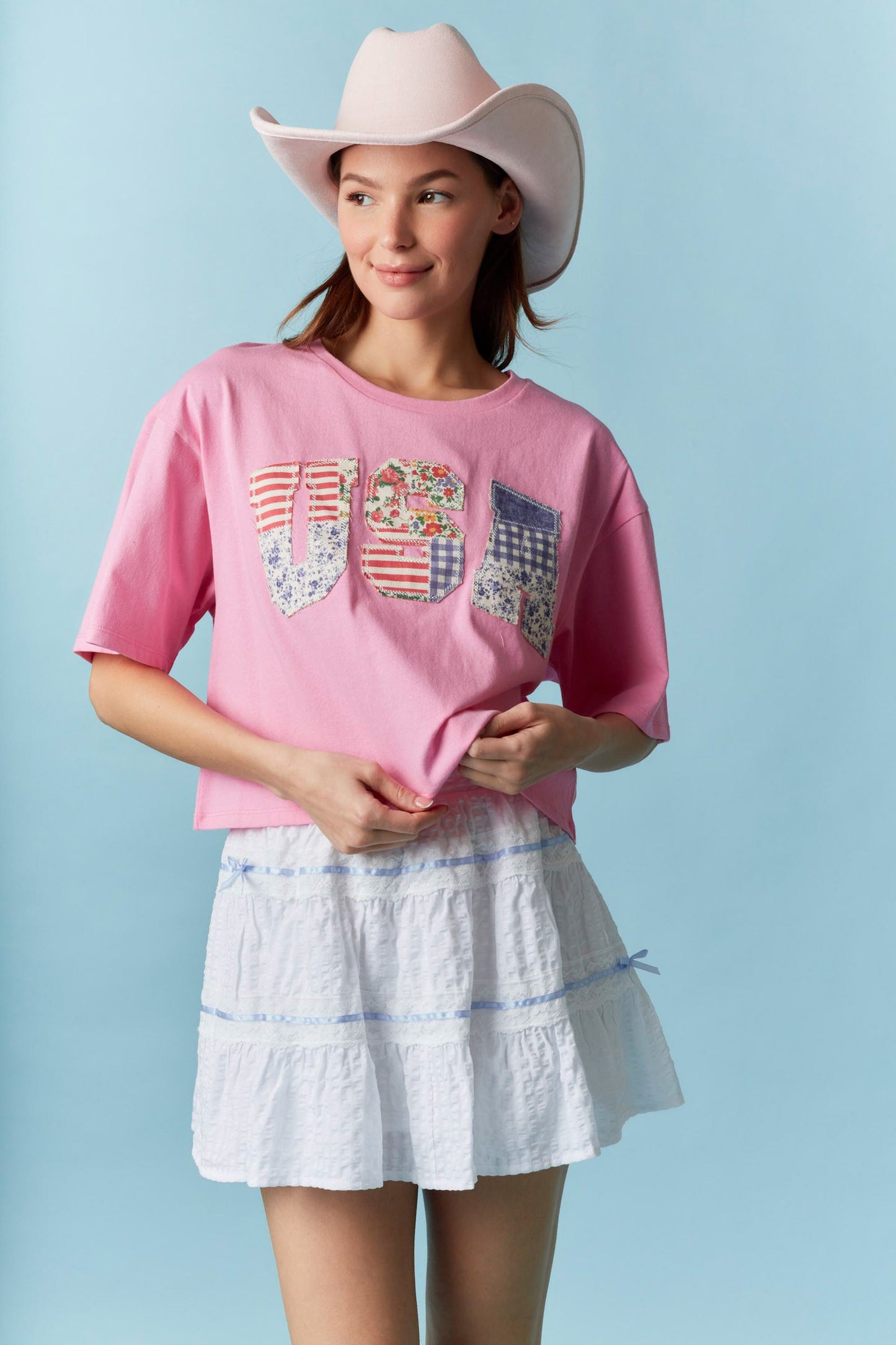 Patch Work USA Cropped Tee