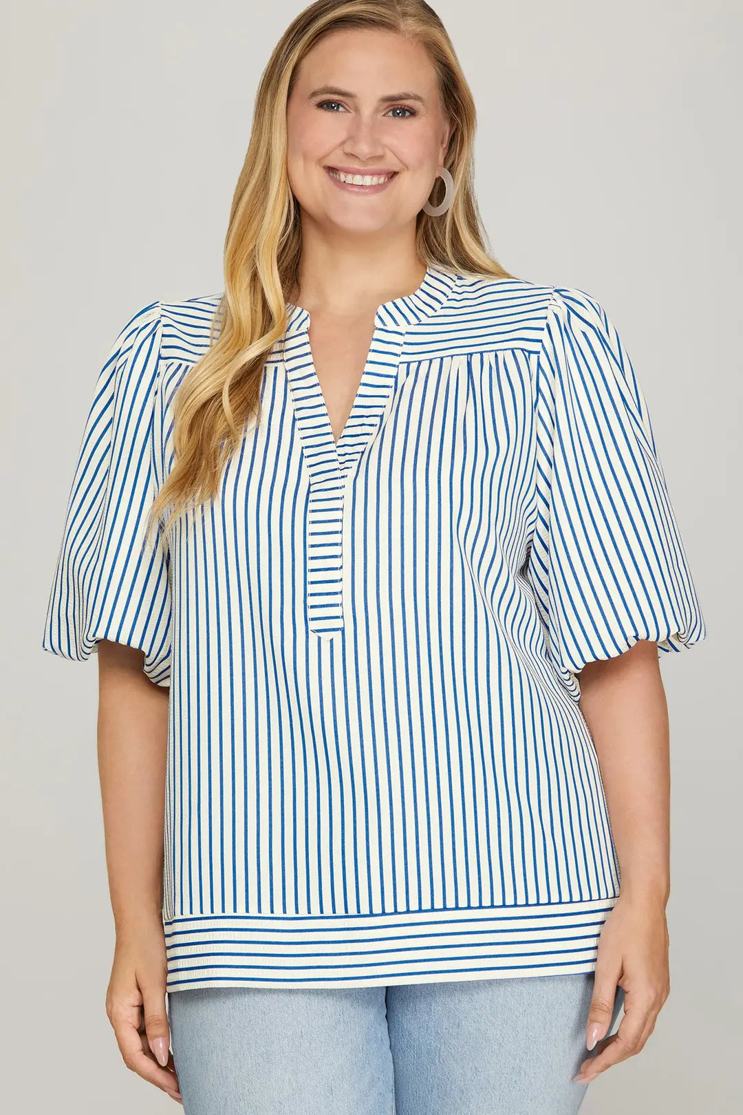 PLUS SIZE Striped Top in Blue