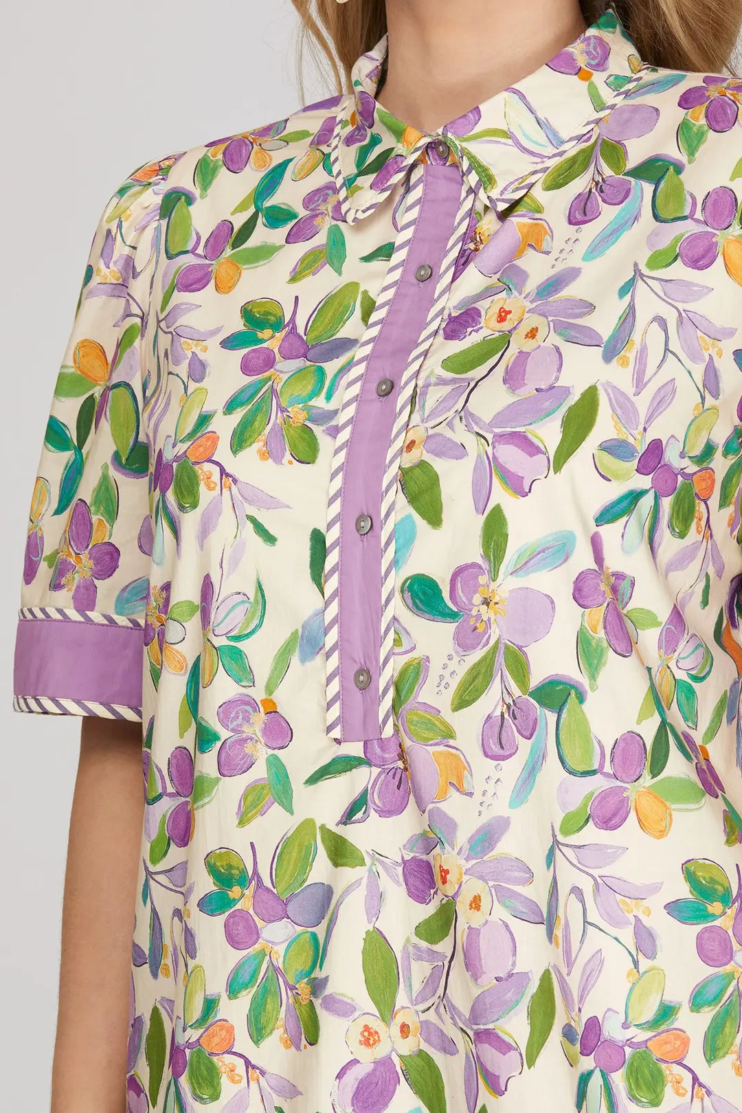 PLUS SIZE Lavender Floral Detail Mini Dress