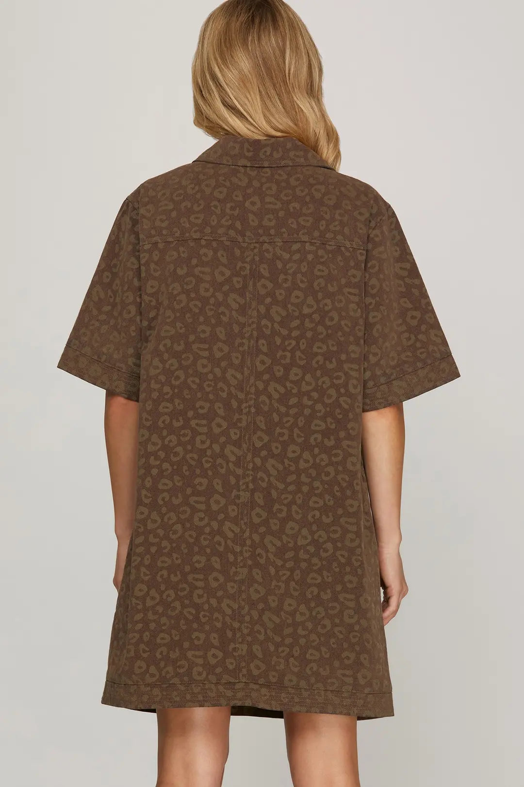 Leopard Print Collard Short Dress