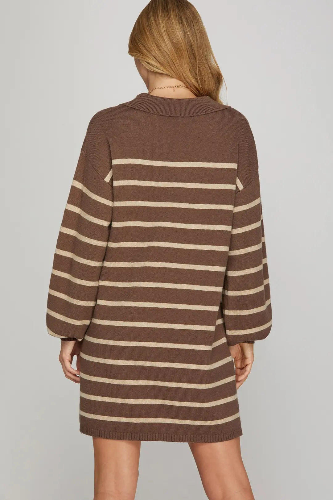 Striped Sweater Dress in Mocha