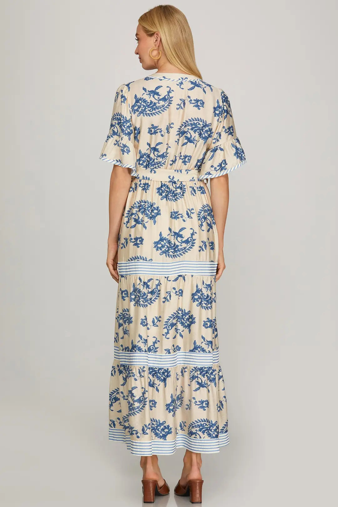 Blue Floral Midi Dress