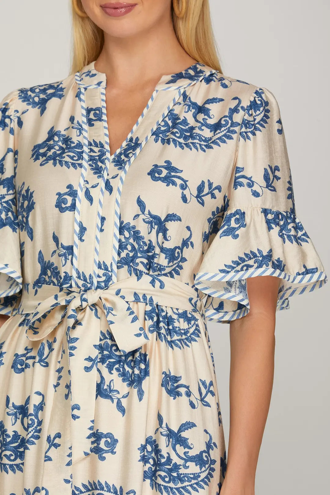 Blue Floral Midi Dress