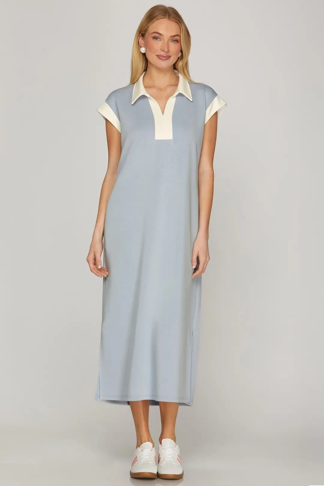 Casual Midi Dress in Light Blue