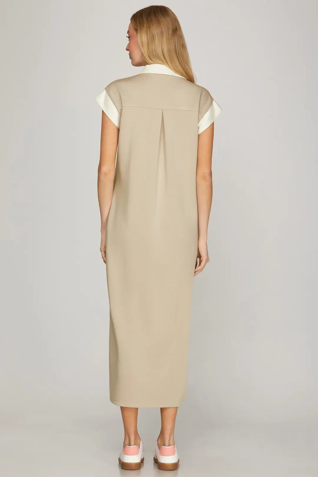 Casual Midi Dress in Taupe