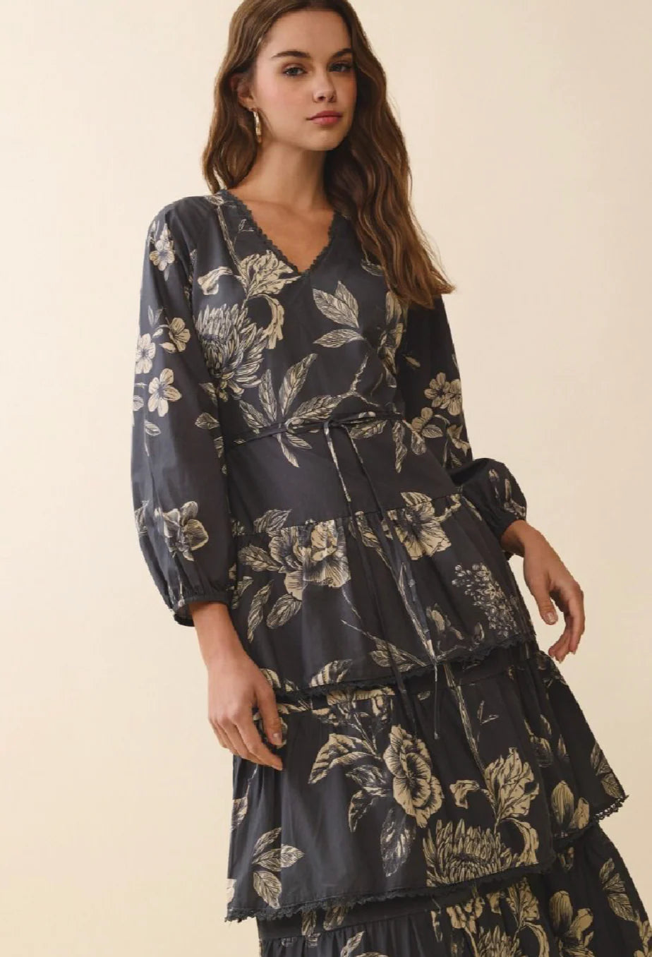 Tiered Mystic Floral Midi Dress