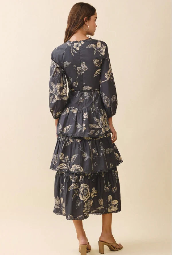 Tiered Mystic Floral Midi Dress