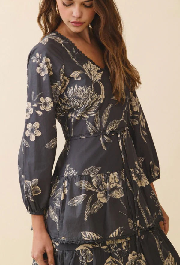 Tiered Mystic Floral Midi Dress