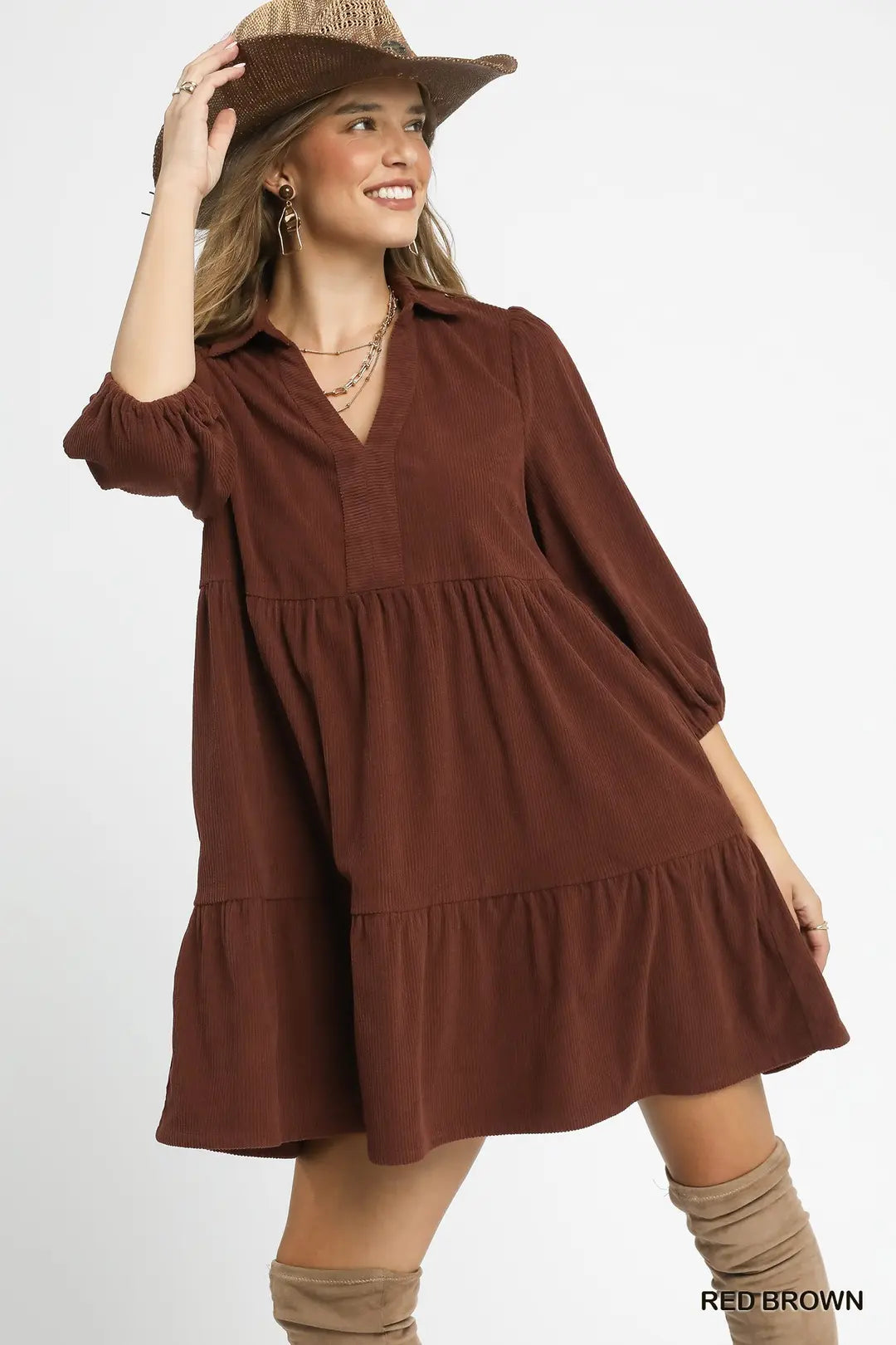 Corduroy Tiered Dress