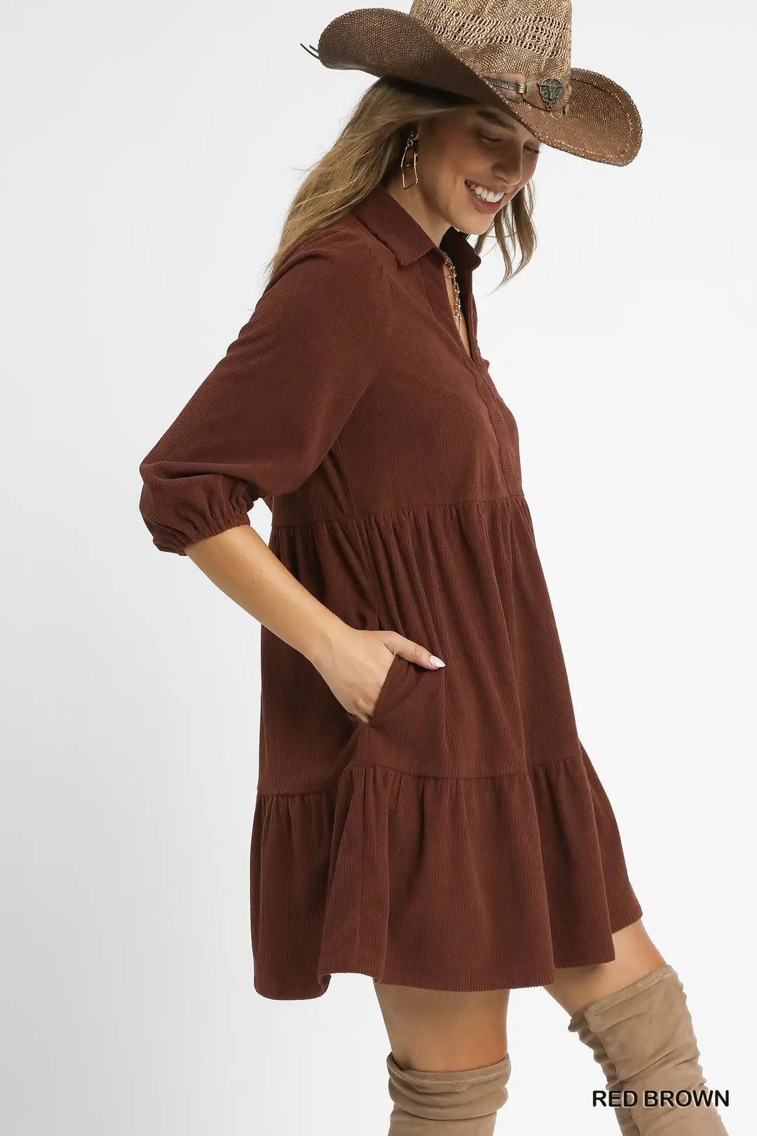 Corduroy Tiered Dress
