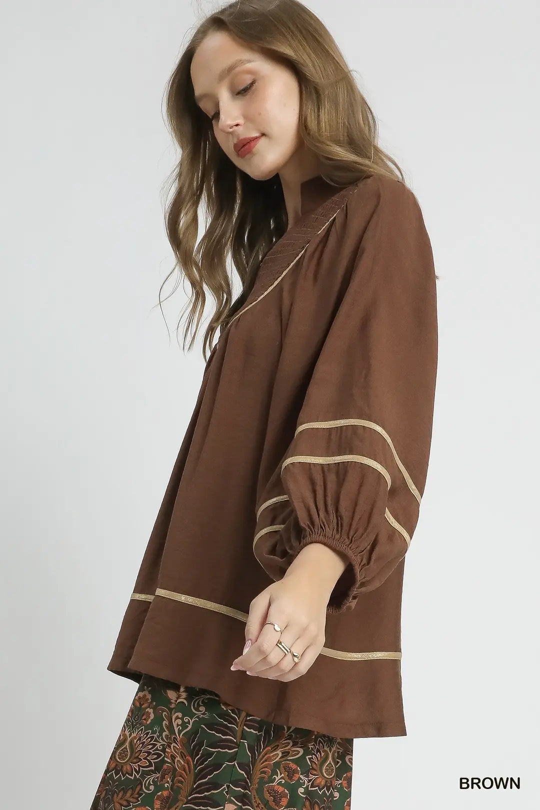 Boho Peasant Top in Black or Brown