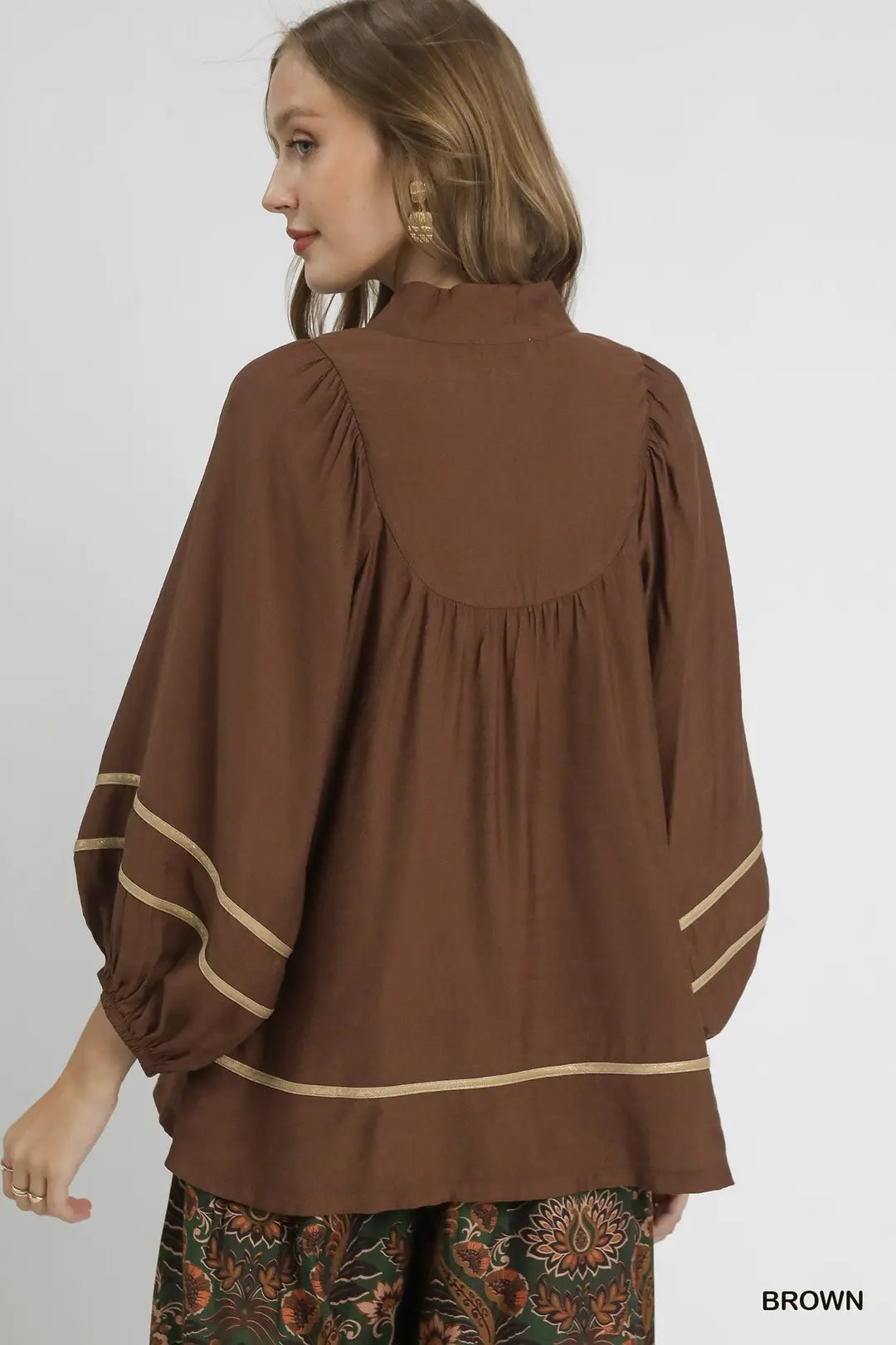 Boho Peasant Top in Black or Brown