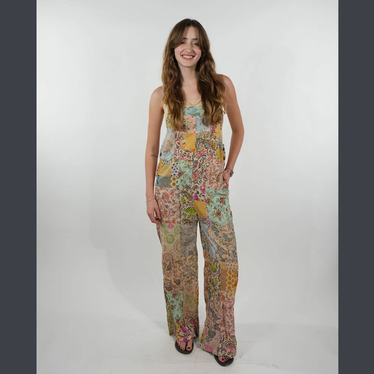 Boho Patchwork Overalls in Lilac