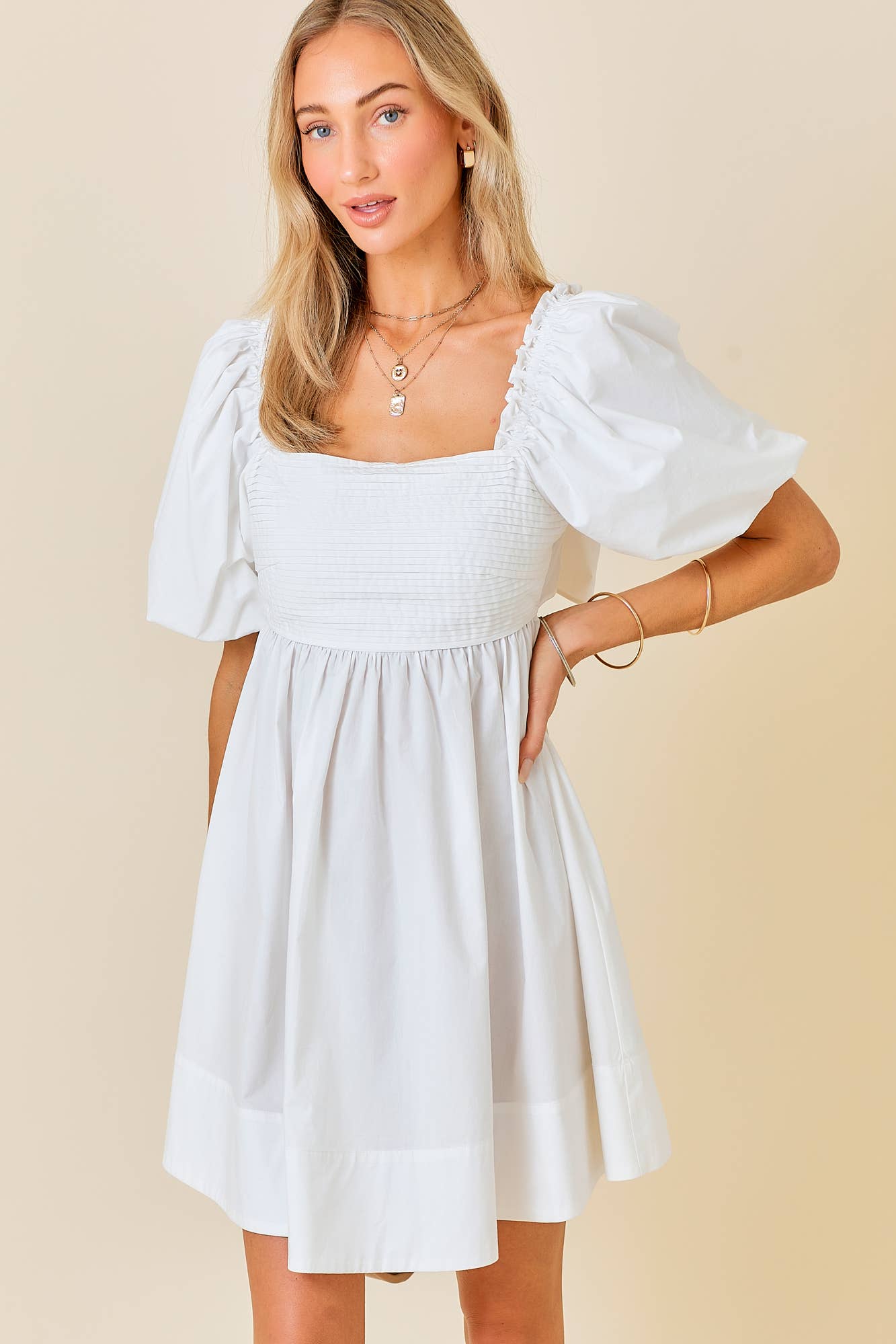 Ruffle Square Neck A-line Cotton Midi Dresses