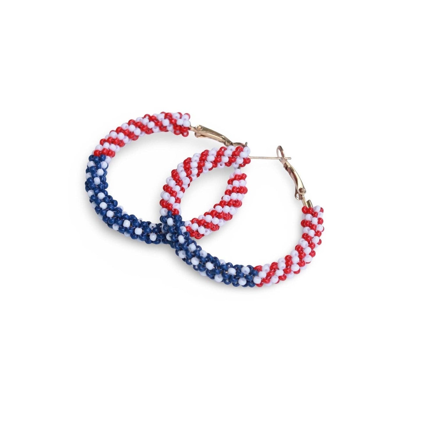 Custom Patriotic Beaded Hoop Earring