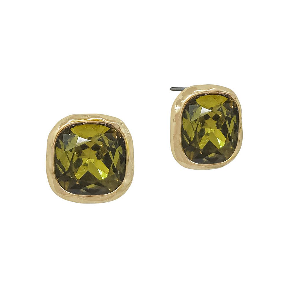 Olive Stone Stud Earrings