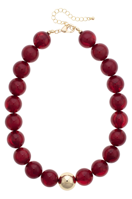 Chunky Beaded Necklace in Plum