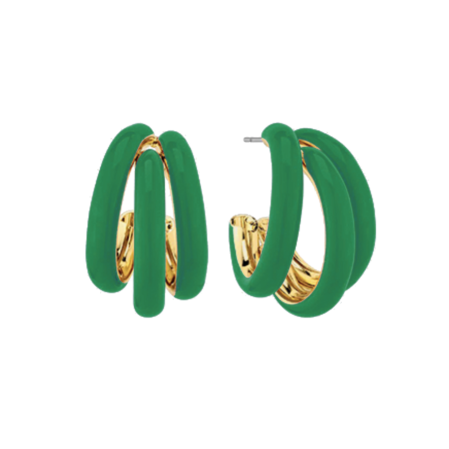 Petite Green Tri-Hoop Earring