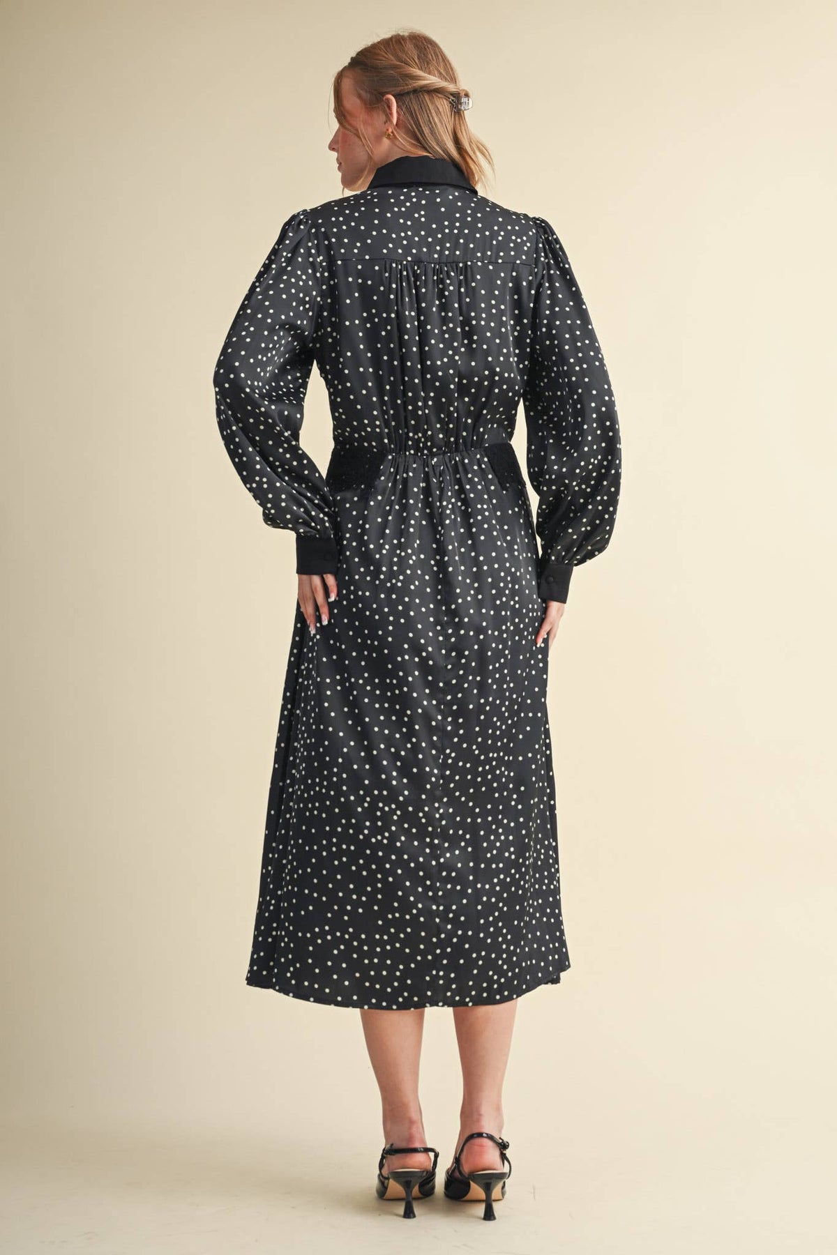 Daisy Dot Lace Trim Satin Dress