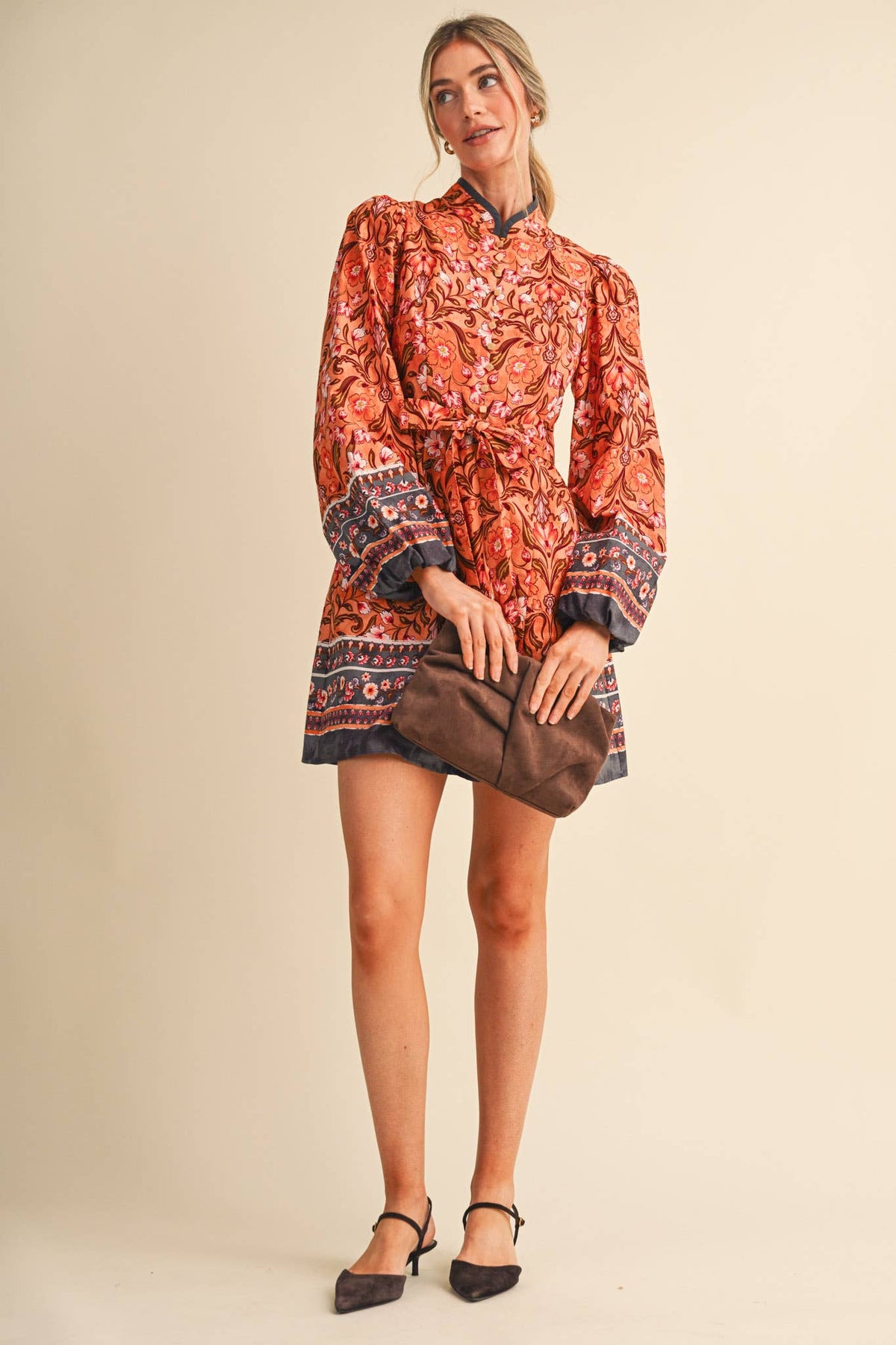 Suzanne Floral Border Print Dress