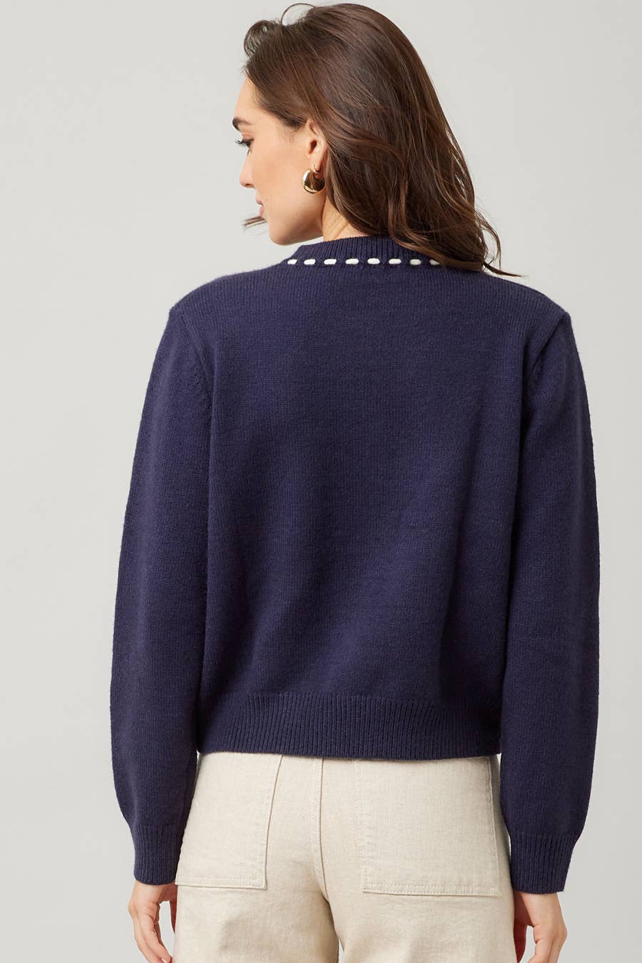 Contrast Stitch Knit Cardigan