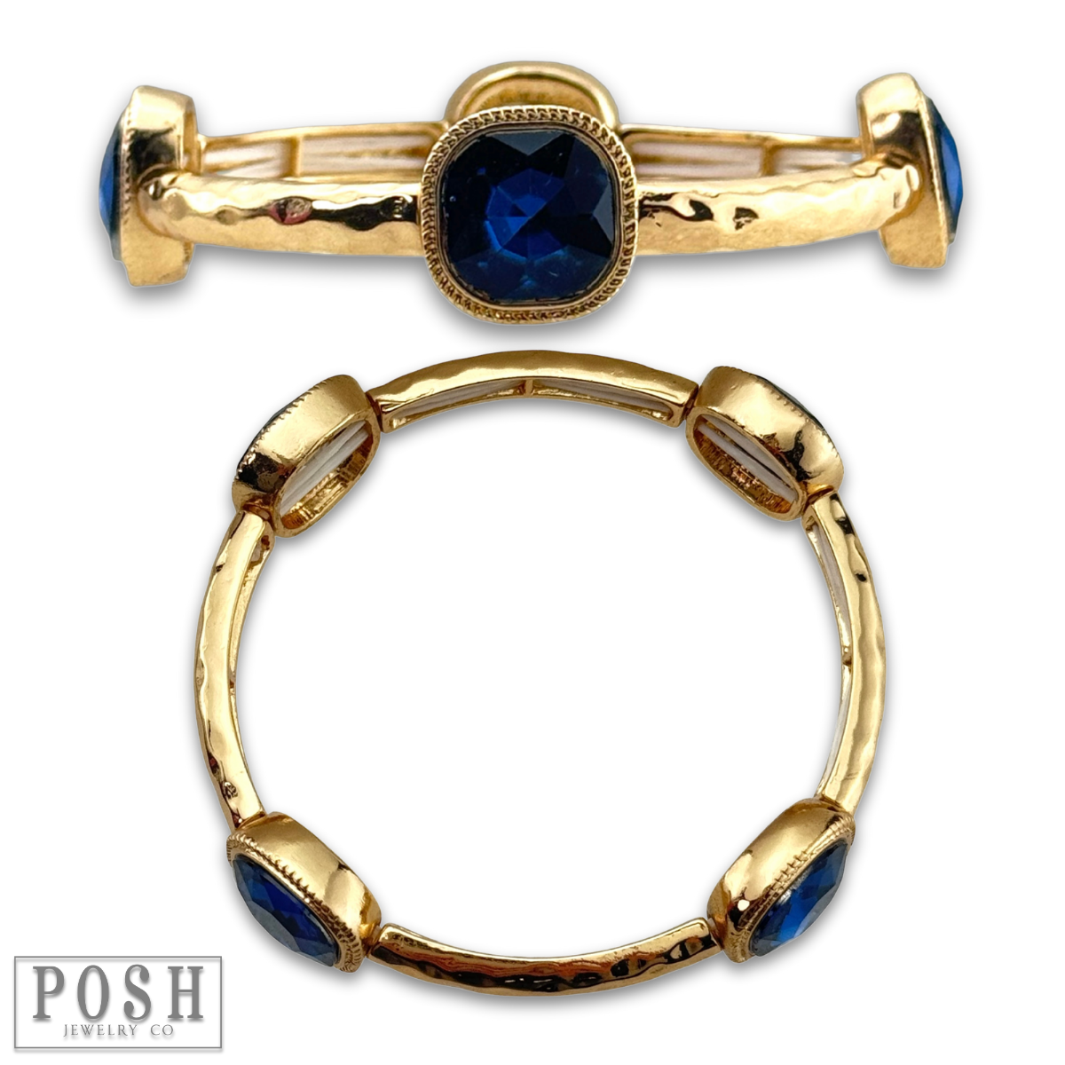 Square rhinestone bracelet: Blue