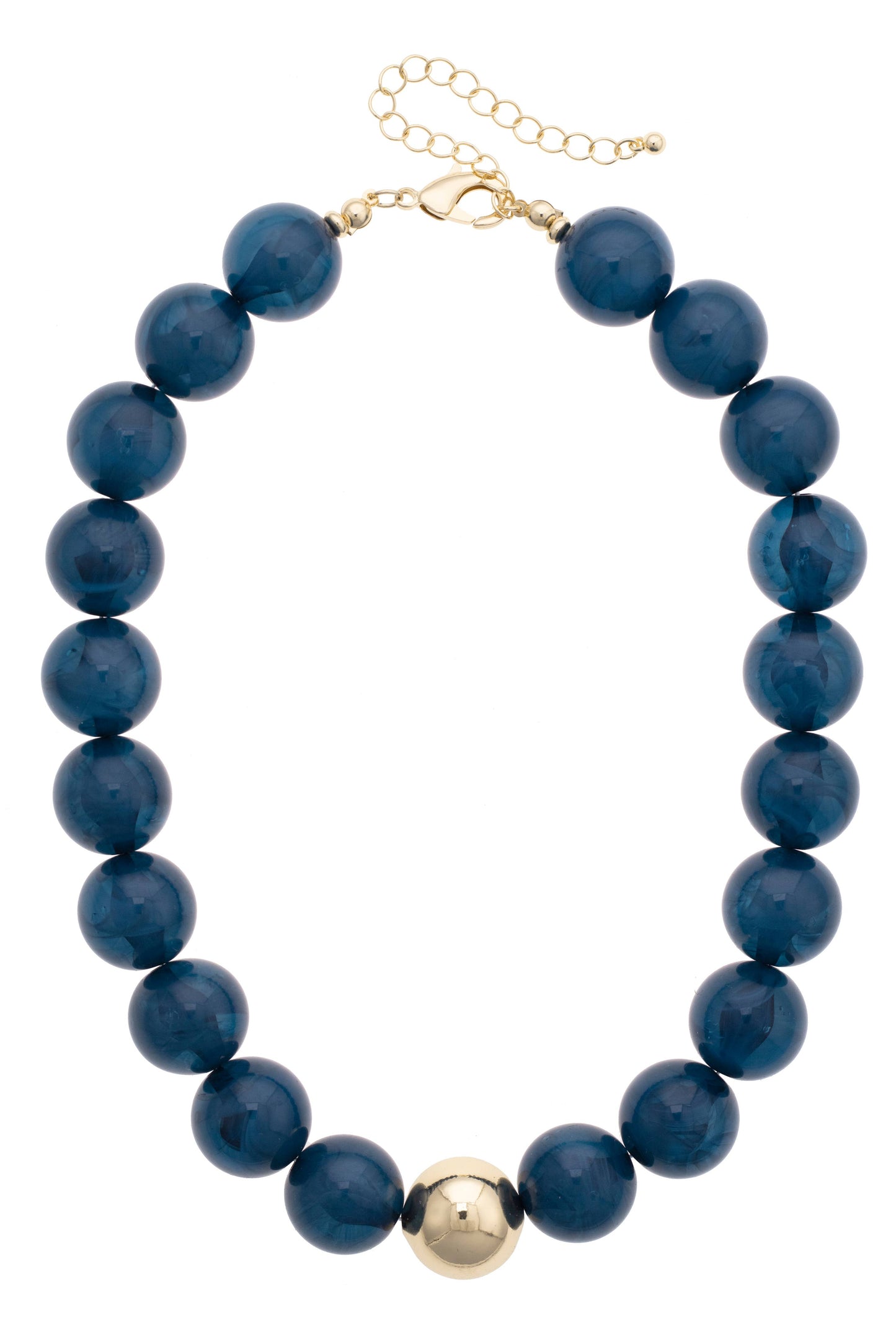 Chunky Beaded Necklace in Midnight Blue