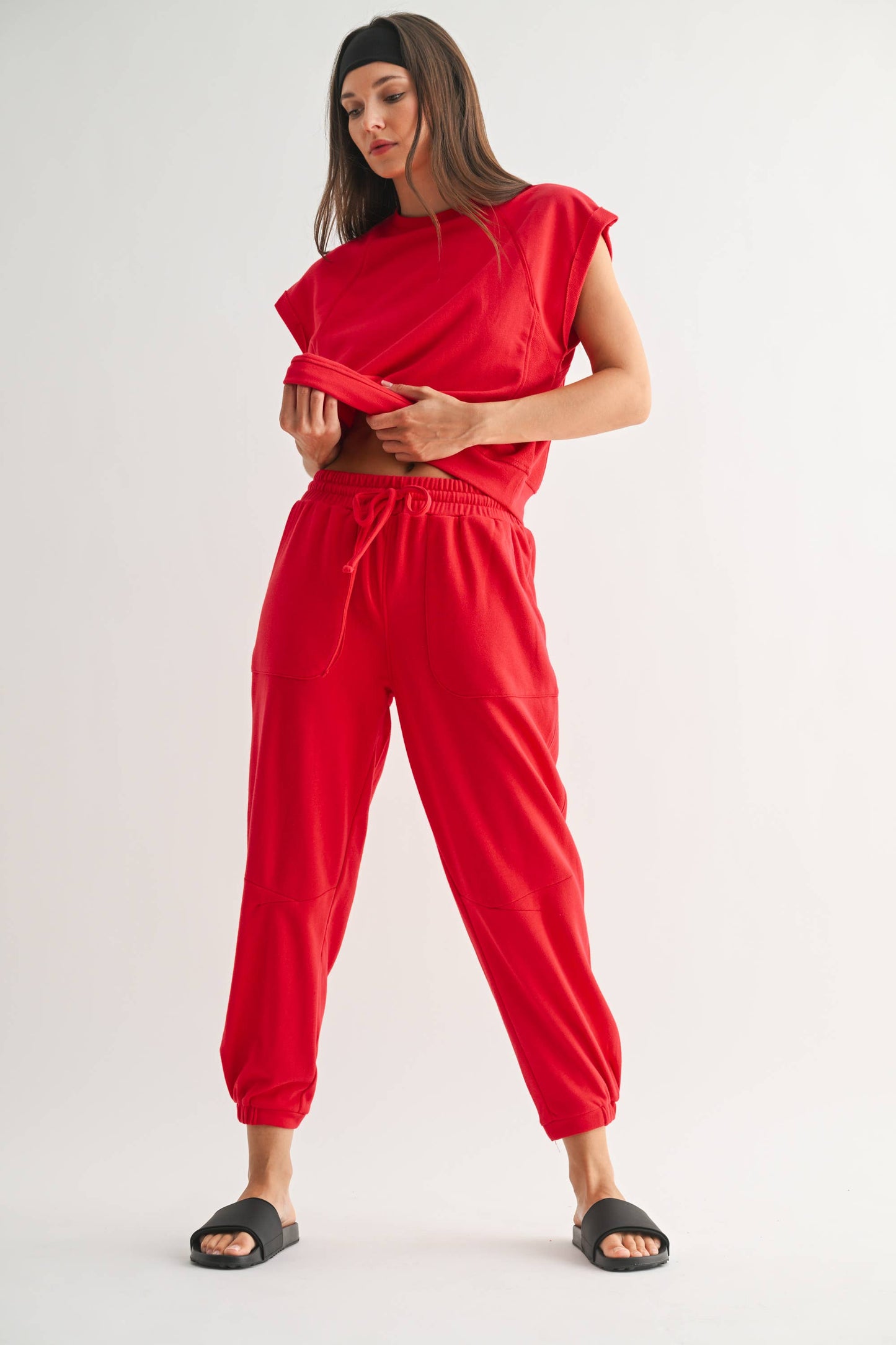 French Terry Lounge Joggers in Red